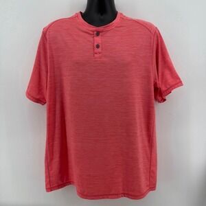 Tommy Bahama Henley Shirt Mens L Short Sleeve Stretch Poly Red Space Dye
